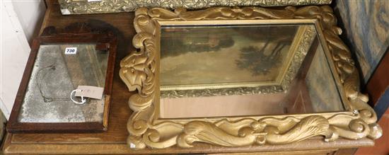 A mahogany fret framed mirror and another W.24.5cm and 48cm